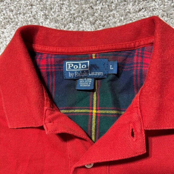 Ralph Lauren Polo Shirt Mens L Long Sleeve Preppy Classic Green Logo Plaid Colla - Picture 6 of 9
